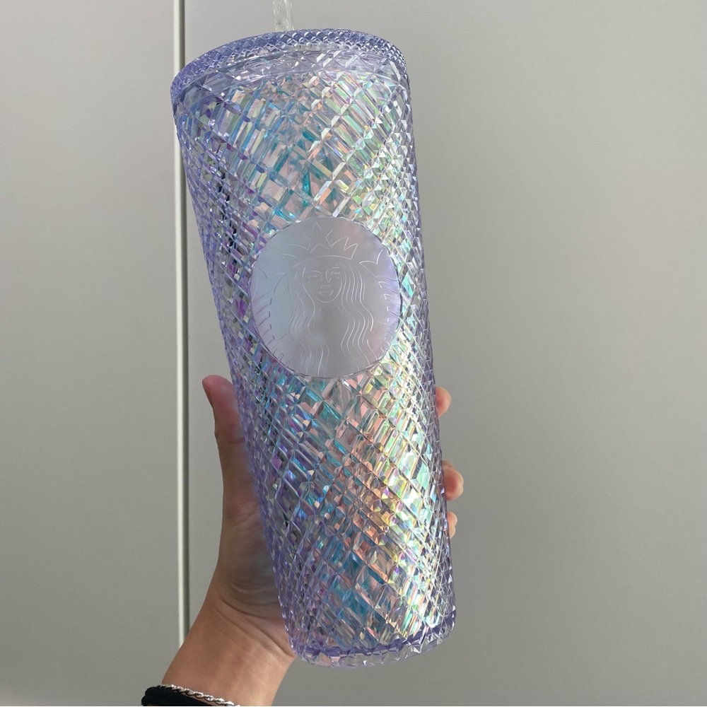 AUTHENTIC Starbucks Tumbler 2022 White Iridescent Jeweled Bling Venti